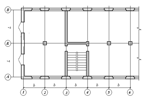 Схема расположения координационных осей на плане здания