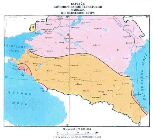 Карта ветровых районов - Кавказ