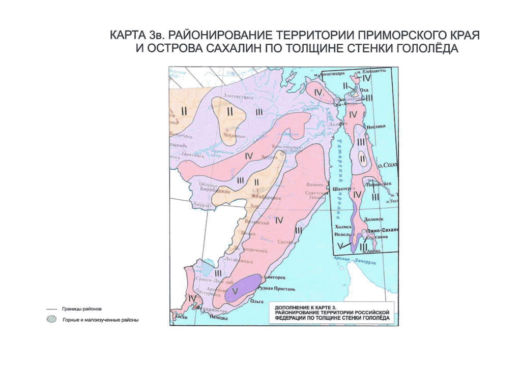 Карта 3в. Район по гололеду - Сахалин