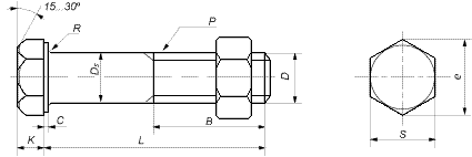 Болты DIN 601 с неполной метрической резьбой